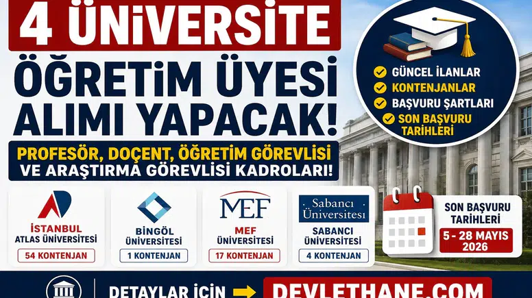4 Üniversite Akademik Personel Alımı Yapacak! Profesör, Doçent ve Öğretim Görevlisi Kadroları Açıldı