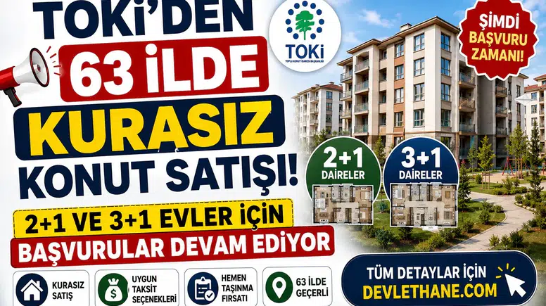 TOKİ'den 63 İlde Kurasız Konut Satışı! 2+1 ve 3+1 Evler İçin Başvurular Devam Ediyor