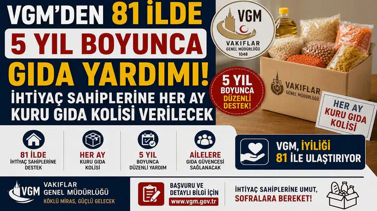 VGM'den 81 İlde 5 Yıl Boyunca Gıda Yardımı! İhtiyaç Sahiplerine Her Ay Kuru Gıda Kolisi Verilecek