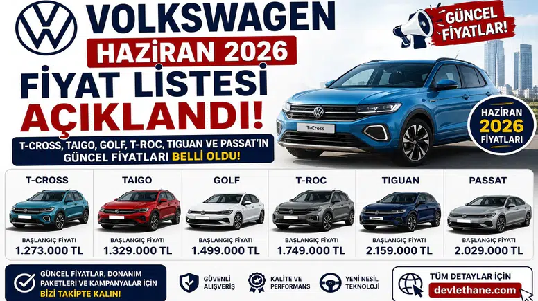 Volkswagen Haziran 2026 Fiyat Listesi Açıklandı! T-Cross, Taigo, Golf, T-Roc, Tiguan ve Passat'ın Güncel Fiyatları