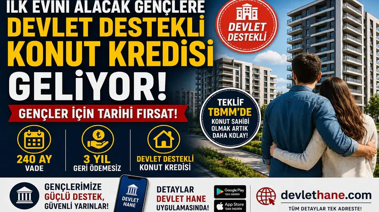 İlk Evini Alacak Gençlere Devlet Destekli Konut Kredisi Geliyor! 240 Ay Vade, 3 Yıl Geri Ödemesiz Destek Teklifi TBMM'de