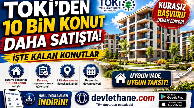 TOKİ’den 10 Bin Konut Daha Satışta! Kurasız Başvuru Devam Ediyor, İşte Kalan Konutlar