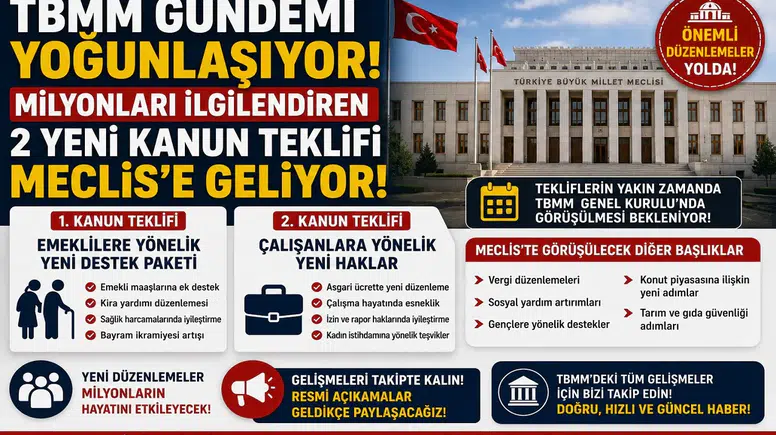 TBMM Gündemi Yoğunlaşıyor! Milyonları İlgilendiren 2 Yeni Kanun Teklifi Meclis’e Geliyor