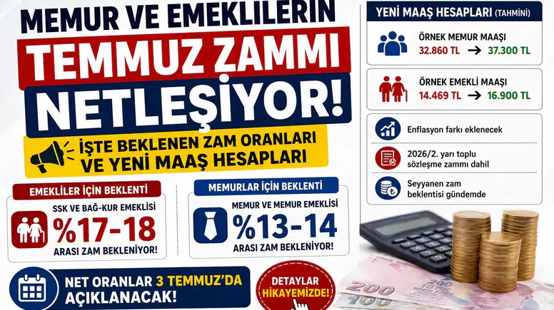 Memur ve Emeklilerin Temmuz Zammı Netleşiyor! İşte Beklenen Zam Oranları ve Yeni Maaş Hesapları