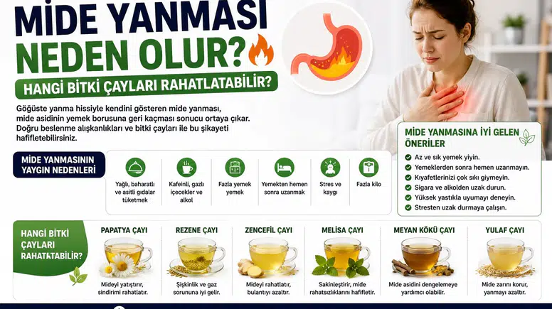 Mide Yanması Neden Olur? Hangi Bitki Çayları Rahatlatabilir?