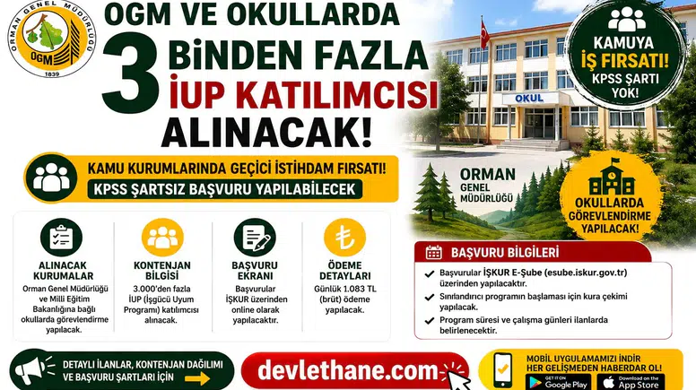 OGM ve Okullarda 3 Binden Fazla İUP Katılımcısı Alınacak! KPSS Şartsız Başvuru Ekranı ve Ödeme Detayları