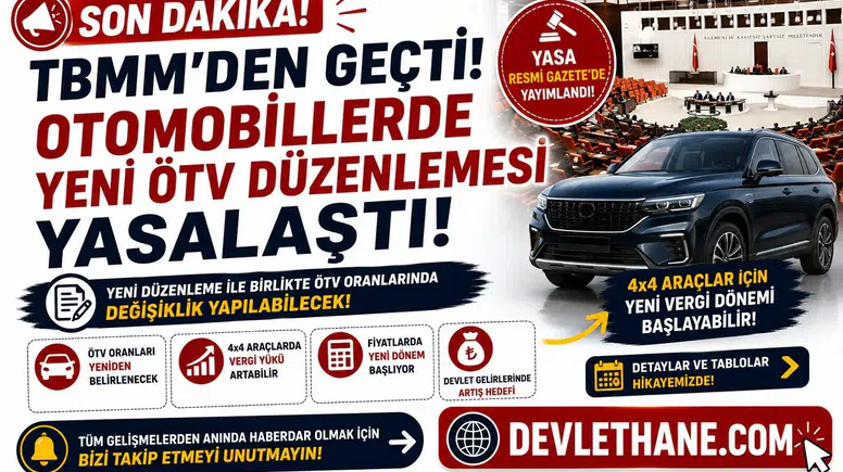 TBMM'den Geçti! Otomobillerde Yeni ÖTV Düzenlemesi Yasalaştı: 4x4 Araçlar İçin Yeni Vergi Dönemi Başlayabilir
