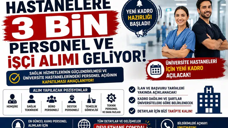 Hastanelere 3 Bin Personel ve İşçi Alımı Geliyor! Üniversite Hastaneleri İçin Yeni Kadro Hazırlığı Başladı