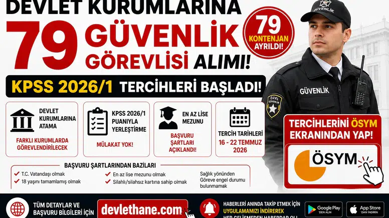 Devlet Kurumlarına 79 Güvenlik Görevlisi Alımı! KPSS 2026/1 Başvuru Şartları ve ÖSYM Tercih Ekranı