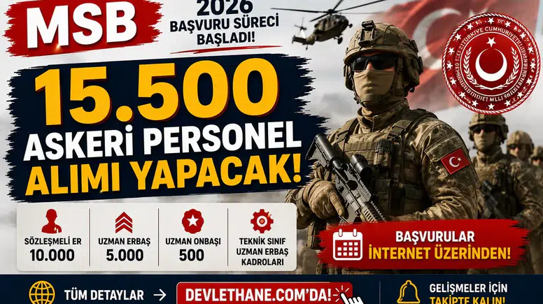 MSB 15 Bin 500 Askeri Personel Alımı Yapacak! 2026 Başvuru Süreci Başladı