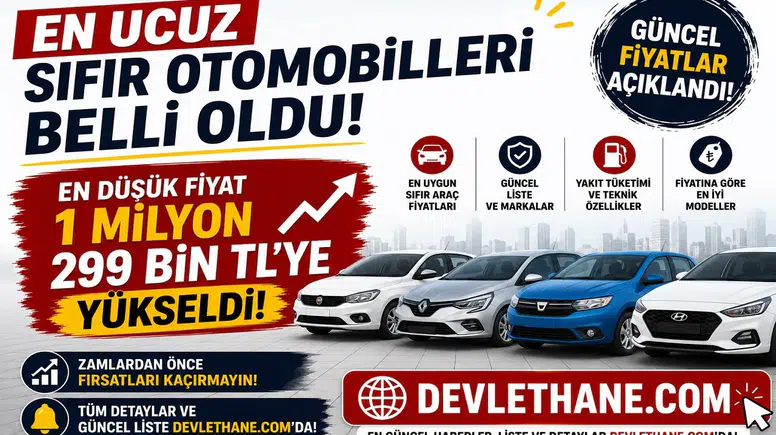 En Ucuz Sıfır Otomobilleri Belli Oldu! En Düşük Fiyat 1 Milyon 299 Bin TL'ye Yükseldi