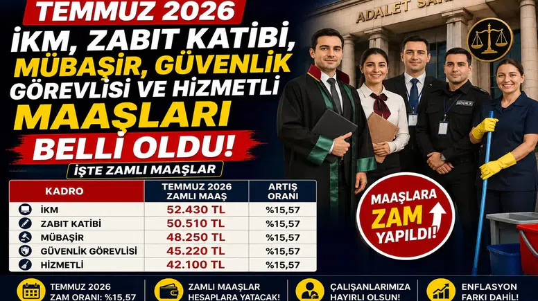 Temmuz 2026 İKM, Zabıt Katibi, Mübaşir, Güvenlik Görevlisi ve Hizmetli Maaşları Belli Oldu! İşte Zamlı Maaşlar