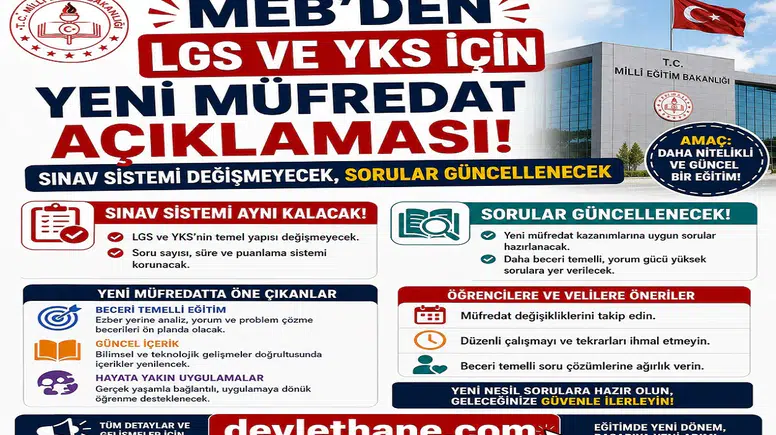 MEB’den LGS ve YKS İçin Yeni Müfredat Açıklaması: Sınav Sistemi Değişmeyecek, Sorular Güncellenecek