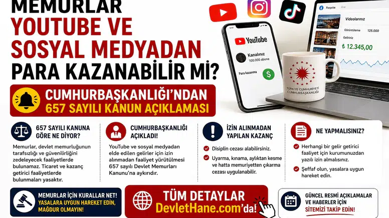 Memurlar YouTube ve Sosyal Medyadan Para Kazanabilir mi? Cumhurbaşkanlığı’ndan 657 Sayılı Kanun Açıklaması