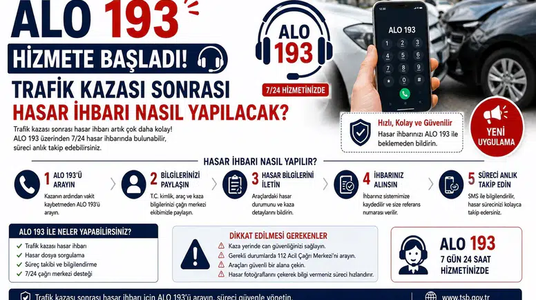 ALO 193 Hizmete Başladı: Trafik Kazası Sonrası Hasar İhbarı Nasıl Yapılacak?