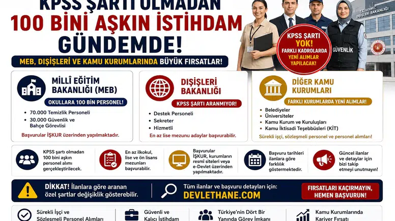 KPSS Şartı Olmadan 100 Bini Aşkın İstihdam Gündemde: MEB, Dışişleri ve Kamu Kurumlarında Fırsatlar