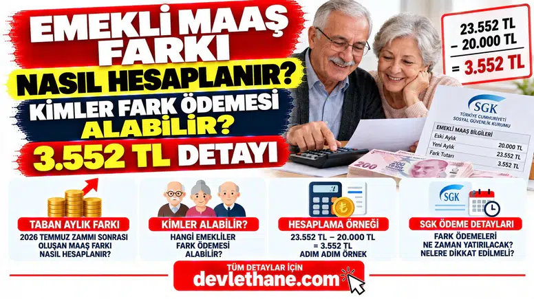 Emekli Maaş Farkı Nasıl Hesaplanır? Kimler Fark Ödemesi Alabilir, 3.552 TL Detayı Nedir?