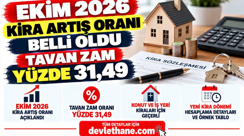 Ekim 2026 kira artış oranı belli oldu: Tavan zam yüzde 31,49