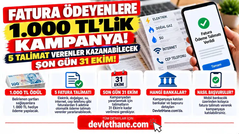 Fatura Ödeyenlere 1.000 TL'lik Kampanya! 5 Talimat Verenler Kazanabilecek: Son Gün 31 Ekim