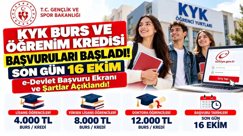KYK Burs ve Öğrenim Kredisi Başvuruları Başladı! Son Gün 16 Ekim: e-Devlet Başvuru Ekranı ve Şartlar