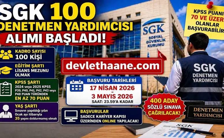 SGK 100 Denetmen Yardımcısı Alımı Başladı! Başvuru Şartları ve Tarihler Açıklandı
