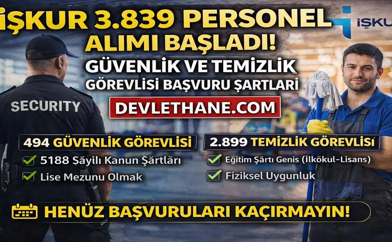 İŞKUR 3.839 Personel Alımı Başladı! Güvenlik ve Temizlik Görevlisi Fırsatı