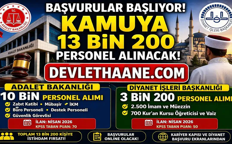 Başvurular Başlıyor: Kamuya 13 Bin 200 Personel Alımı! Nisan 2026 Büyük İstihdam Paketi