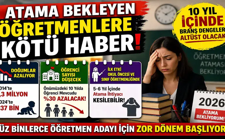 Atama Bekleyen Öğretmenlere Kötü Haber! Önümüzdeki 10 Yılda Dengeler Değişiyor