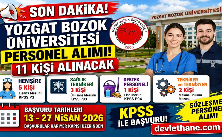 Yozgat Bozok Üniversitesi 11 Personel Alımı Yapacak! Başvurular Başladı