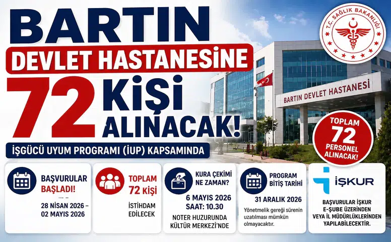 Bartın Devlet Hastanesi’ne 72 Personel Alımı Başladı! İŞKUR İUP Başvuru Detayları Açıklandı