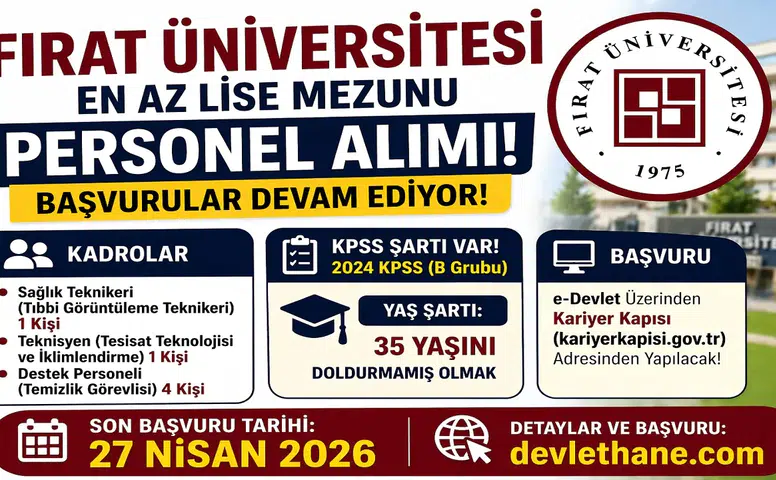 Fırat Üniversitesi Personel Alımı Başvuruları Sürüyor! En Az Lise Mezunu Adaylar Dikkat