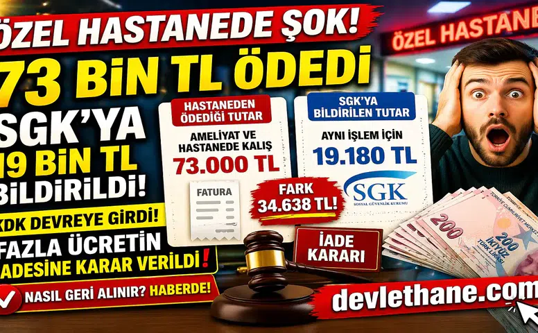Özel Hastanede Şok Fiyat Farkı! 73 Bin TL Ödedi, Fazla Ücretin İadesine Karar Verildi
