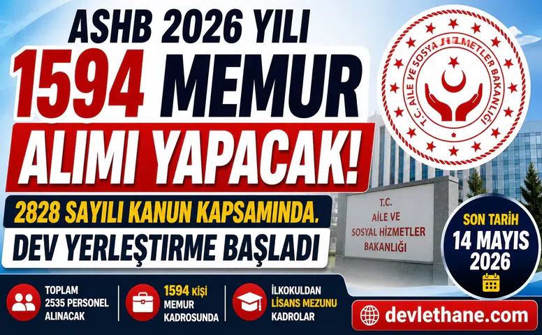 ASHB 2026 Yılı 1594 Memur Alımı Yapacak! 2828 Sayılı Kanun Kapsamında Dev Yerleştirme Başladı