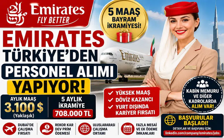Emirates Türkiye’den Personel Alımı Yapıyor! 5 Maaş Bayram İkramiyesi Duyuruldu