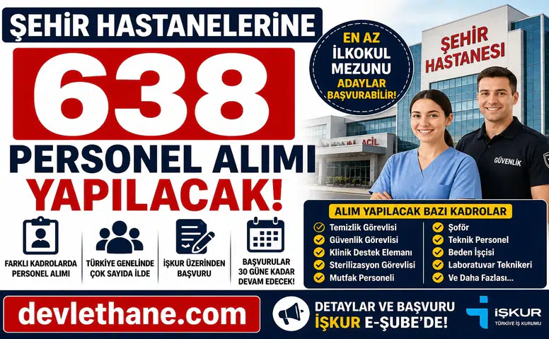 Şehir Hastanelerine 638 Personel Alımı Başladı: Çok Sayıda Kadro ve İl İçin Büyük Fırsat