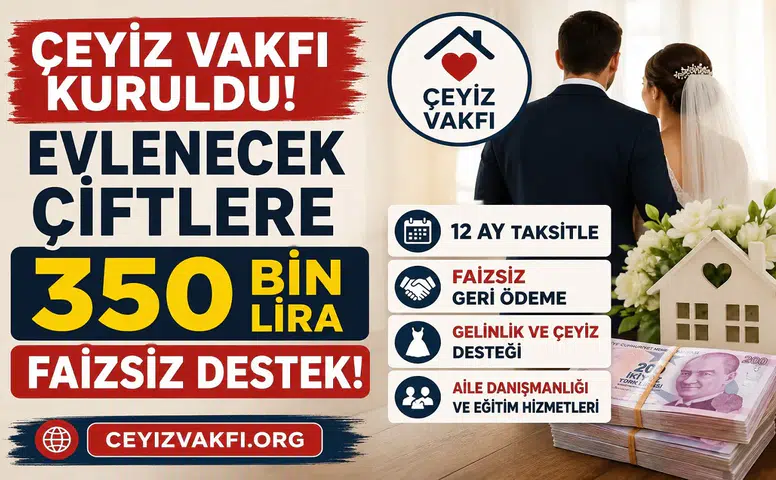 Çeyiz Vakfı’ndan Evlenecek Çiftlere Büyük Destek: 350 Bin TL Faizsiz Evlilik Kredisi Başladı