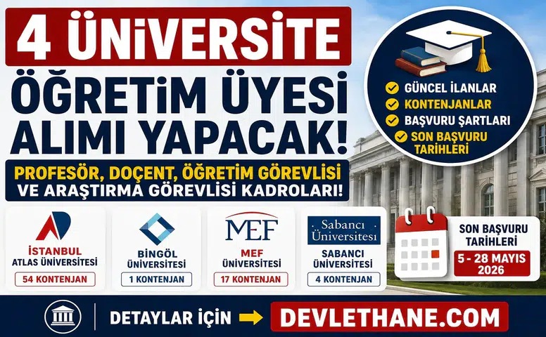 4 Üniversite Akademik Personel Alımı Yapacak! Profesör, Doçent ve Öğretim Görevlisi Kadroları Açıldı