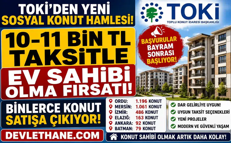 TOKİ’den Yeni Sosyal Konut Hamlesi: 10-11 Bin TL Taksitle Ev Sahibi Olma Fırsatı! İşte Konut Sayıları ve Proje Yapılacak İller