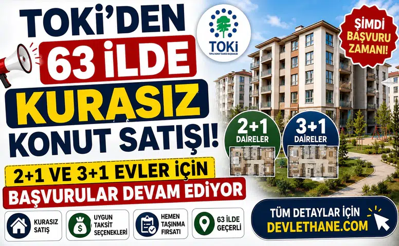 TOKİ'den 63 İlde Kurasız Konut Satışı! 2+1 ve 3+1 Evler İçin Başvurular Devam Ediyor