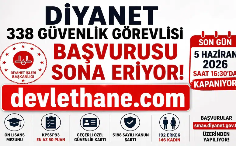 Diyanet’in 338 Güvenlik Görevlisi Alımında Son Saatler! Başvurular Bugün Sona Eriyor