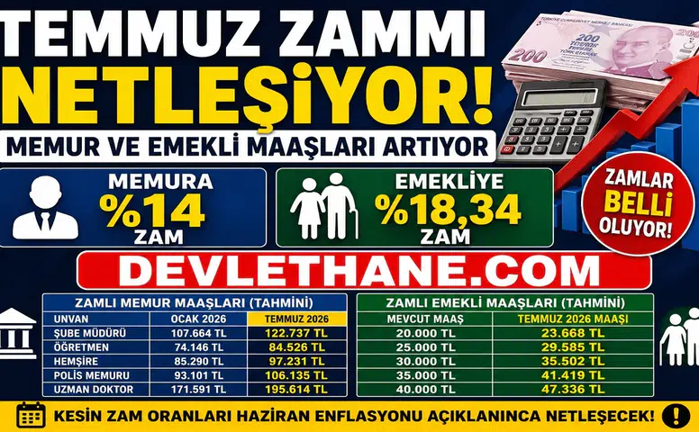 Temmuz 2026 Zamlı Maaşlar Belli Oluyor! Memur ve Emekli Maaşlarında Beklenen Artış Ortaya Çıktı