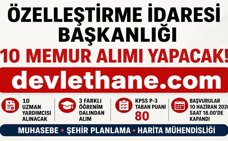 Özelleştirme İdaresi Başkanlığı 10 Uzman Yardımcısı Alımı Yapacak! KPSS 80 Puan Şartı ve Sözlü Sınav Detayları Açıklandı