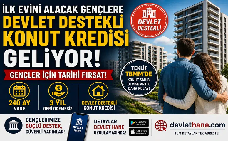 İlk Evini Alacak Gençlere Devlet Destekli Konut Kredisi Geliyor! 240 Ay Vade, 3 Yıl Geri Ödemesiz Destek Teklifi TBMM'de