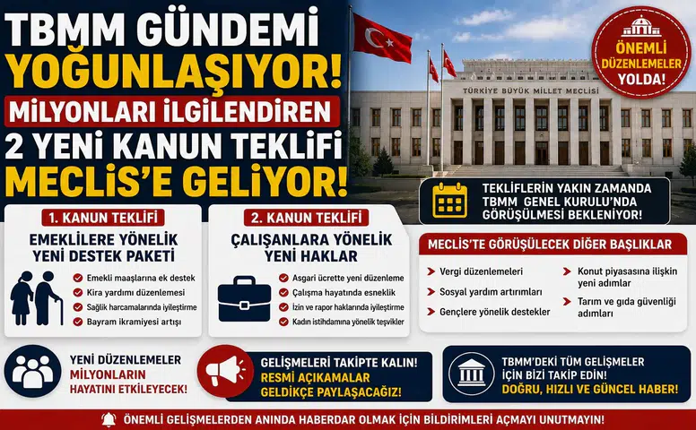 TBMM Gündemi Yoğunlaşıyor! Milyonları İlgilendiren 2 Yeni Kanun Teklifi Meclis’e Geliyor