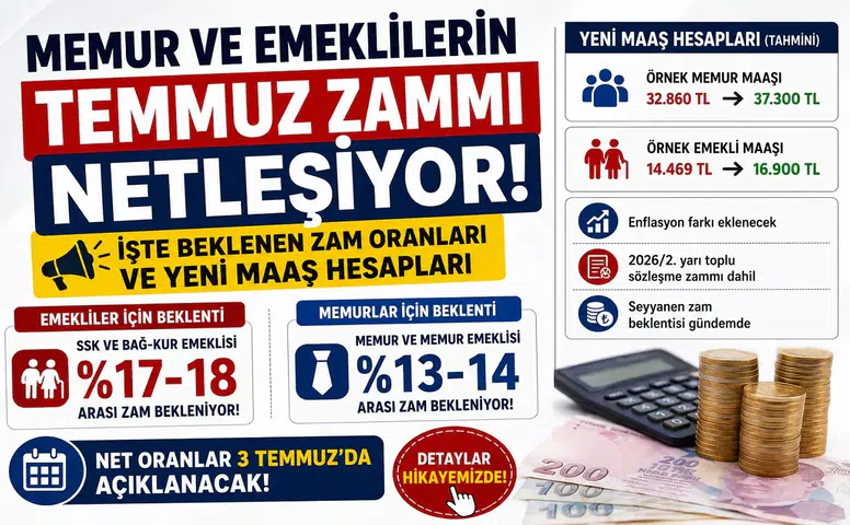 Memur ve Emeklilerin Temmuz Zammı Netleşiyor! İşte Beklenen Zam Oranları ve Yeni Maaş Hesapları