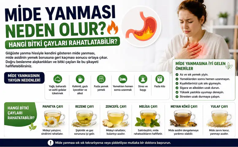 Mide Yanması Neden Olur? Hangi Bitki Çayları Rahatlatabilir?