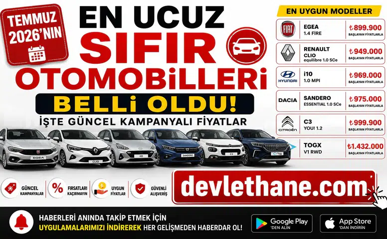 Temmuz 2026’nın En Ucuz Sıfır Otomobilleri Belli Oldu! İşte Güncel Kampanyalı Fiyatlar