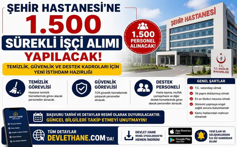 Şehir Hastanesi'ne 1.500 Sürekli İşçi Alımı Yapılacak! Temizlik, Güvenlik ve Destek Kadroları İçin Yeni İstihdam Hazırlığı