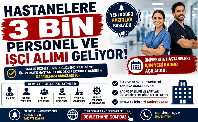 Hastanelere 3 Bin Personel ve İşçi Alımı Geliyor! Üniversite Hastaneleri İçin Yeni Kadro Hazırlığı Başladı