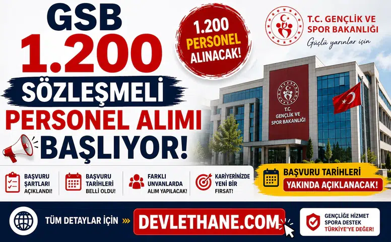 GSB 1.200 Sözleşmeli Personel Alımı Başlıyor! Başvuru Şartları ve Tarihleri Açıklandı